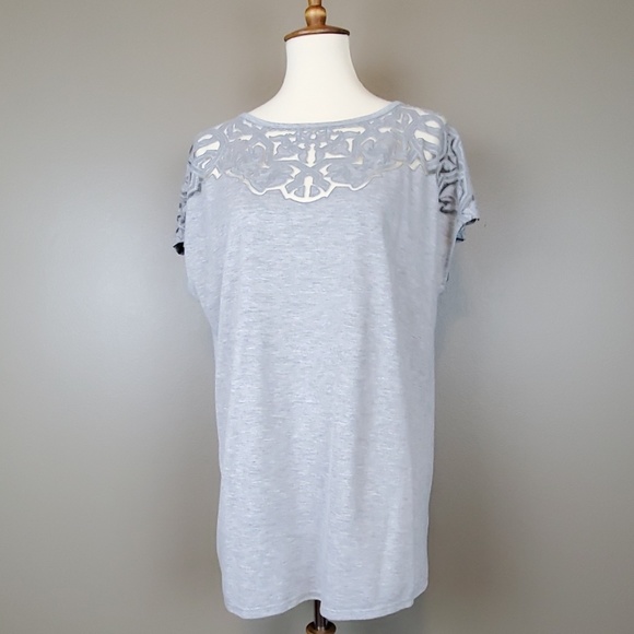 Ava & Viv Tops - Ava & Viv Grey Top with Cutout Neckline Details